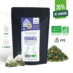 Infusion bio au CBD "Sommeil" en sachet pyramide 40G - Pop CBD