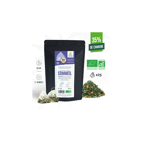 Infusion bio au CBD "Sommeil" en sachet pyramide 40G - Pop CBD